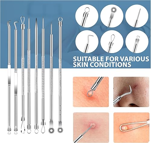 Miniatura 5 de Kit de herramientas para eliminar puntos negros, herramienta extractora de espinillas, herramienta extractora de espinillas, herramienta profesional