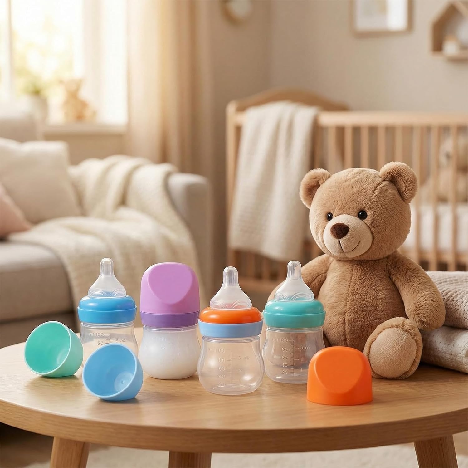 Sawysine 20 Pcs Bottles for Baby Shower Game with 3.4oz Mini Plastic Clear Baby Milk Bottles Soft Silicone Nipple Fillable Feeding Bottle Bulk for Infant Newborn Unisex