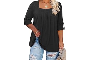 Fashionable Women's Plus Size Tunics with 3/4 Sleeves for Summer 2024
