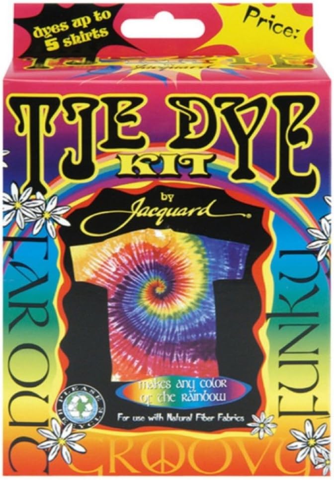 Jacquard Funky Groovy Tie Dye Kit - Includes Pre-Measured Procion MX Dye in Magenta Turquoise and Yellow - with Soda Ash Dye Fixer