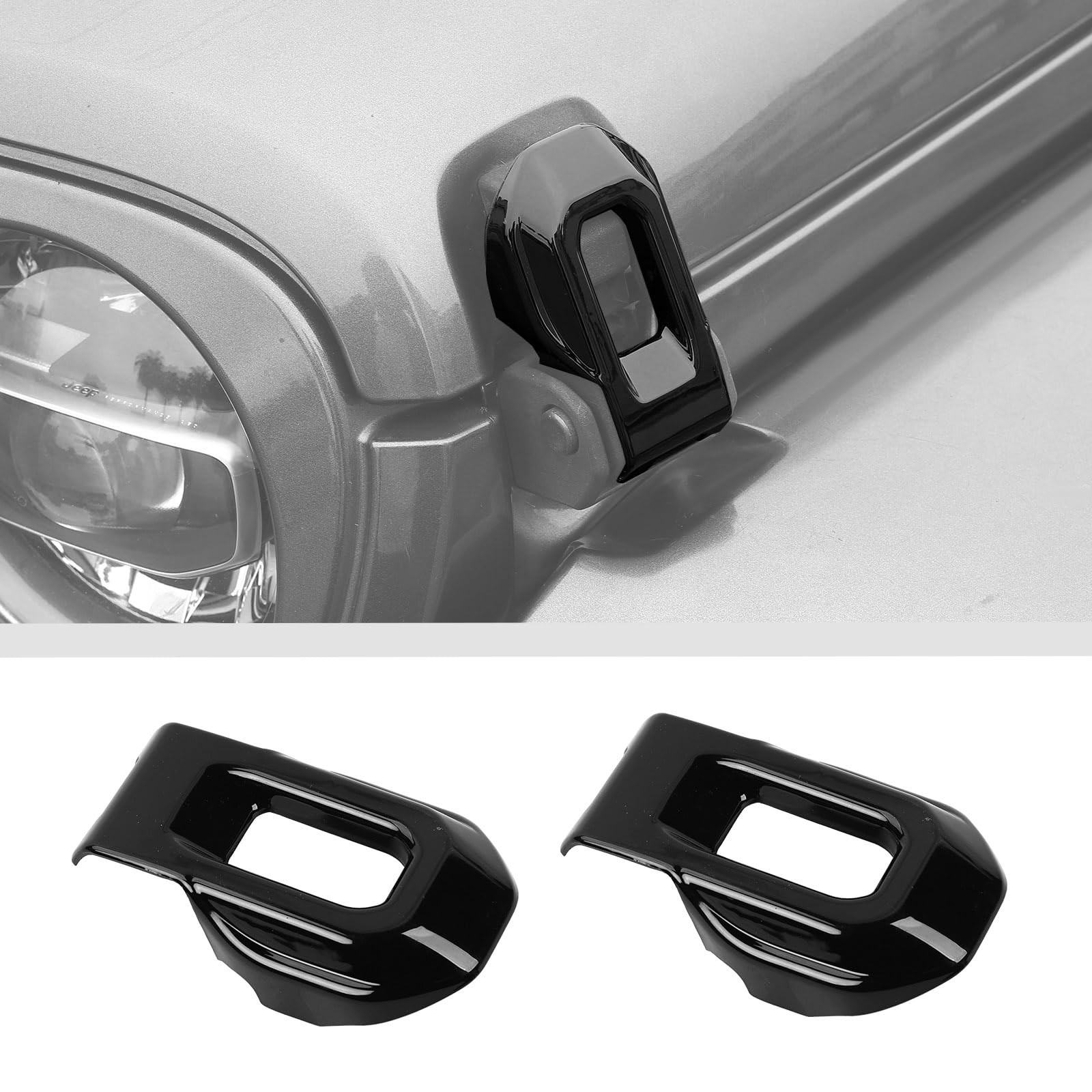 Voodonala Hood Hinge Cover Trim Exterior Accessories Decoration for 2018-2026 Jeep Wrangler JL JLU Unlimited Gladiator JT 4XE 2-Door &amp; 4-Door 2PCS Black