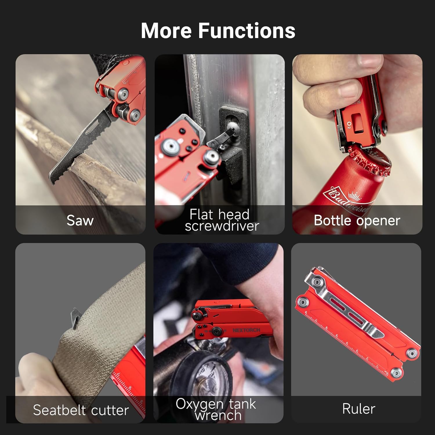 NEXTORCH - PIONEER MT20RE "Rescue Version" Multi-Tool 14in1 Werkzeugen & Schneider für Kunststoff-Handfesseln