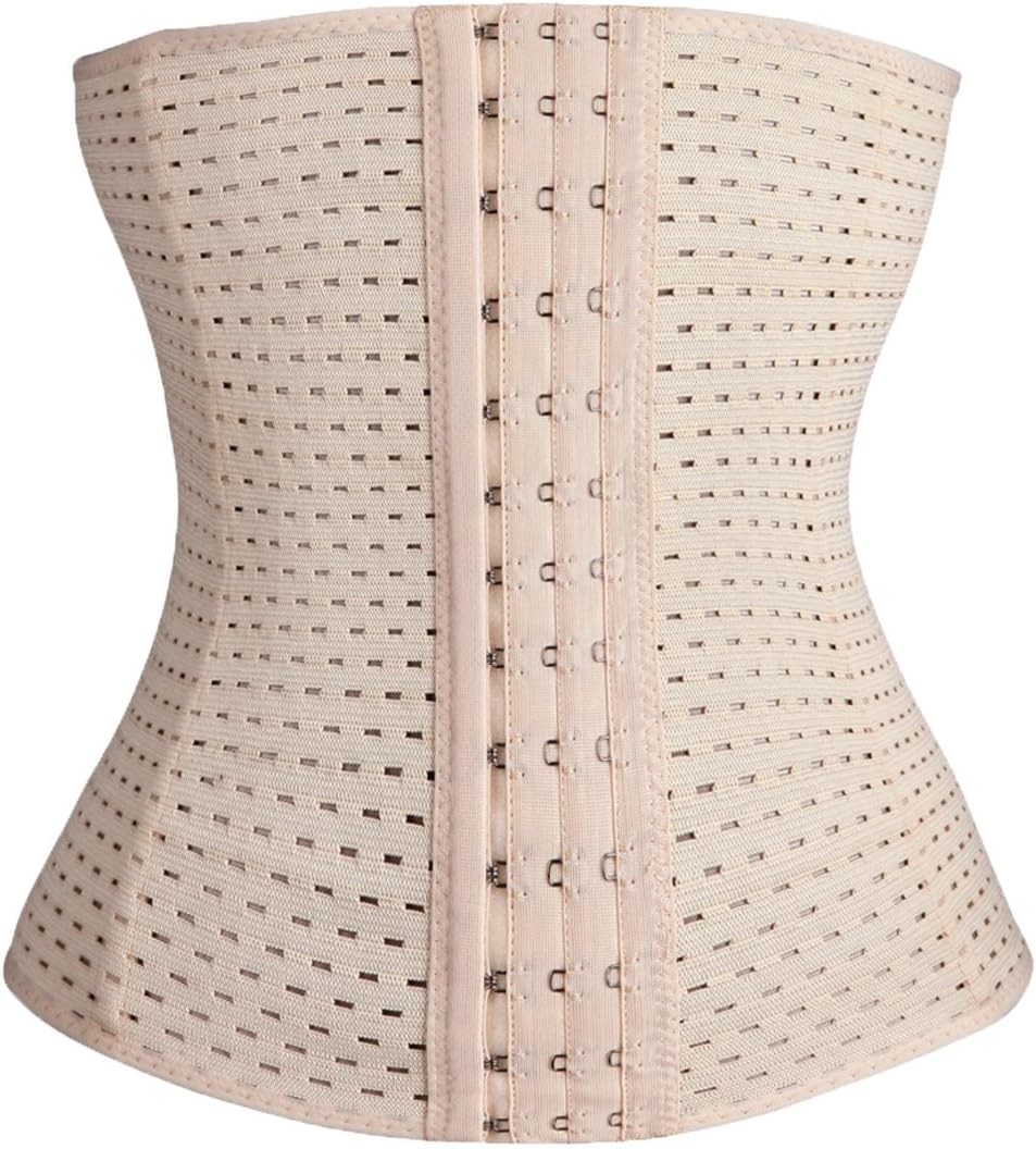 Women Corset Wardrobe Corsage Waist-Trainer Cincher with 3 steel sticks Lingerie Lingerie Mieder Underbreast-Corset Shapewear Skin, Gr.-Large, Skin