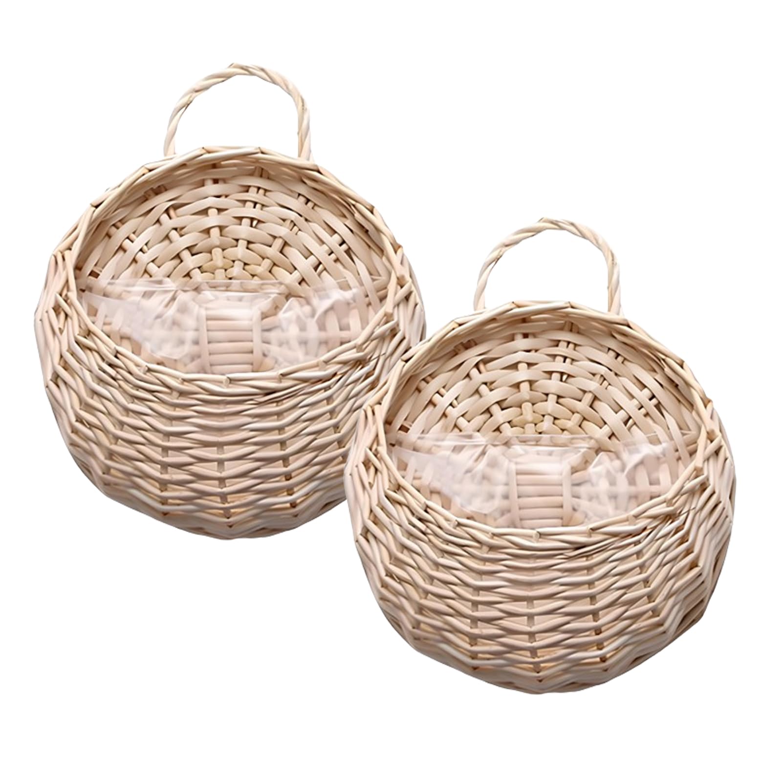 2 Piezas Cesta Decorativa de Flores, Cesta de Flores de Ratán, Cesta Mimbre para Plantas, Maceta Colgante de Pared Decorativa, Montada en la Pared, para Hotel, Oficina, Restaurante, Salón, Jardín