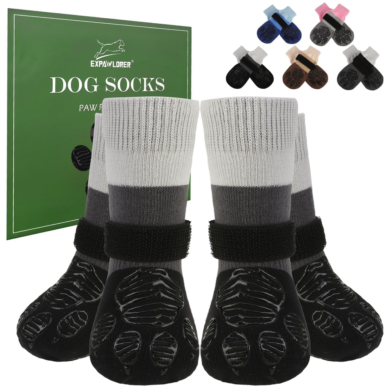 EXPAWLORER Anti Slip Dog Socks to Prevent Licking Paws, Dog Shoes for Hot Pavement, Dog Booties for Hardwood Floors, Dog Boots & Paw Protectors with