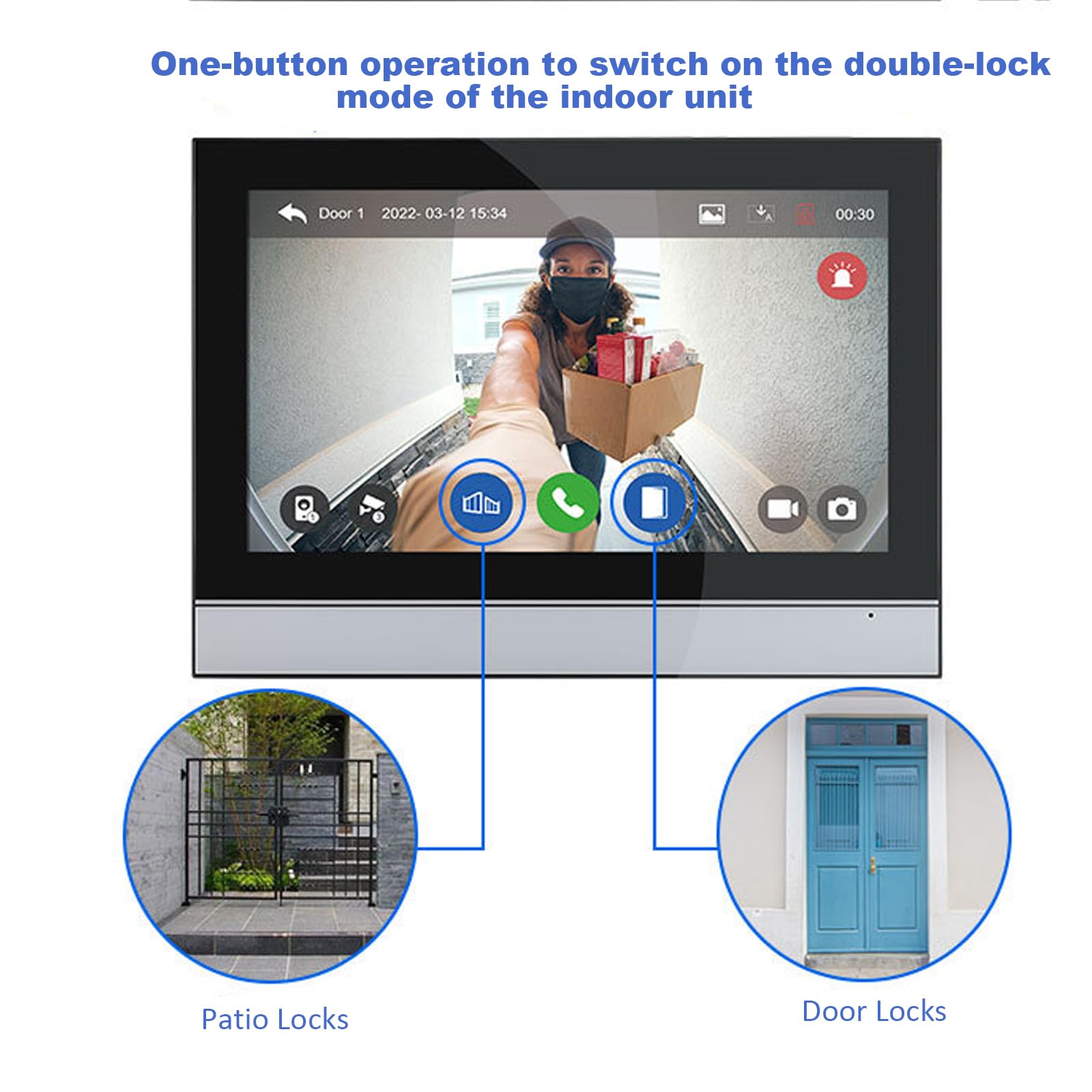 Sistema de intercomunicación de vídeo por cable Tuya WiFi 7 pulgadas de pantalla táctil 1080P timbre de la puerta inteligente Tuya APP Intercom Kit 2 desbloqueo de la puerta (2 Timbre+1 Monitor)