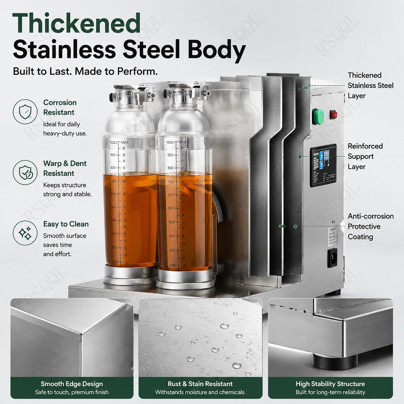 Coctelera Boba de burbujas eléctrica de doble cabezal de 120W, acero inoxidable, temporizador ajustable, 340RPM, for mezclar bebidas comerciales