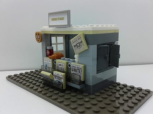 Miniatura 3 de Bloques de juguetes de ladrillos de construcción, quiosco de periódicos y esquina de helado de comida rápida, compatible con todas las marcas-MOC