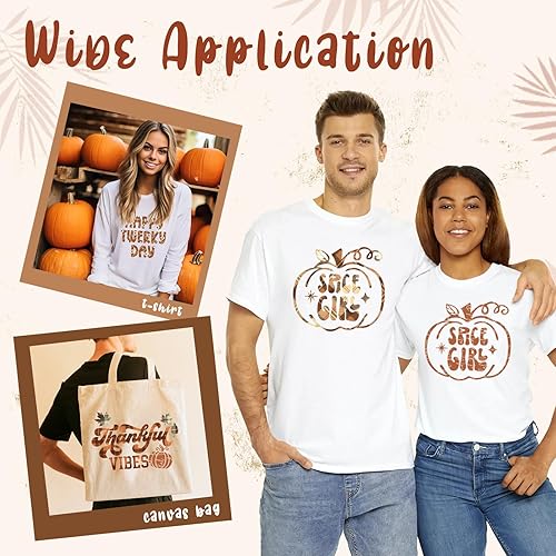 Miniatura 6 de Vinilo de transferencia de calor HTV a cuadros, 12 hojas (12 x 10 pulgadas), vinilo de transferencia de calor con estampado de calabaza HTV para