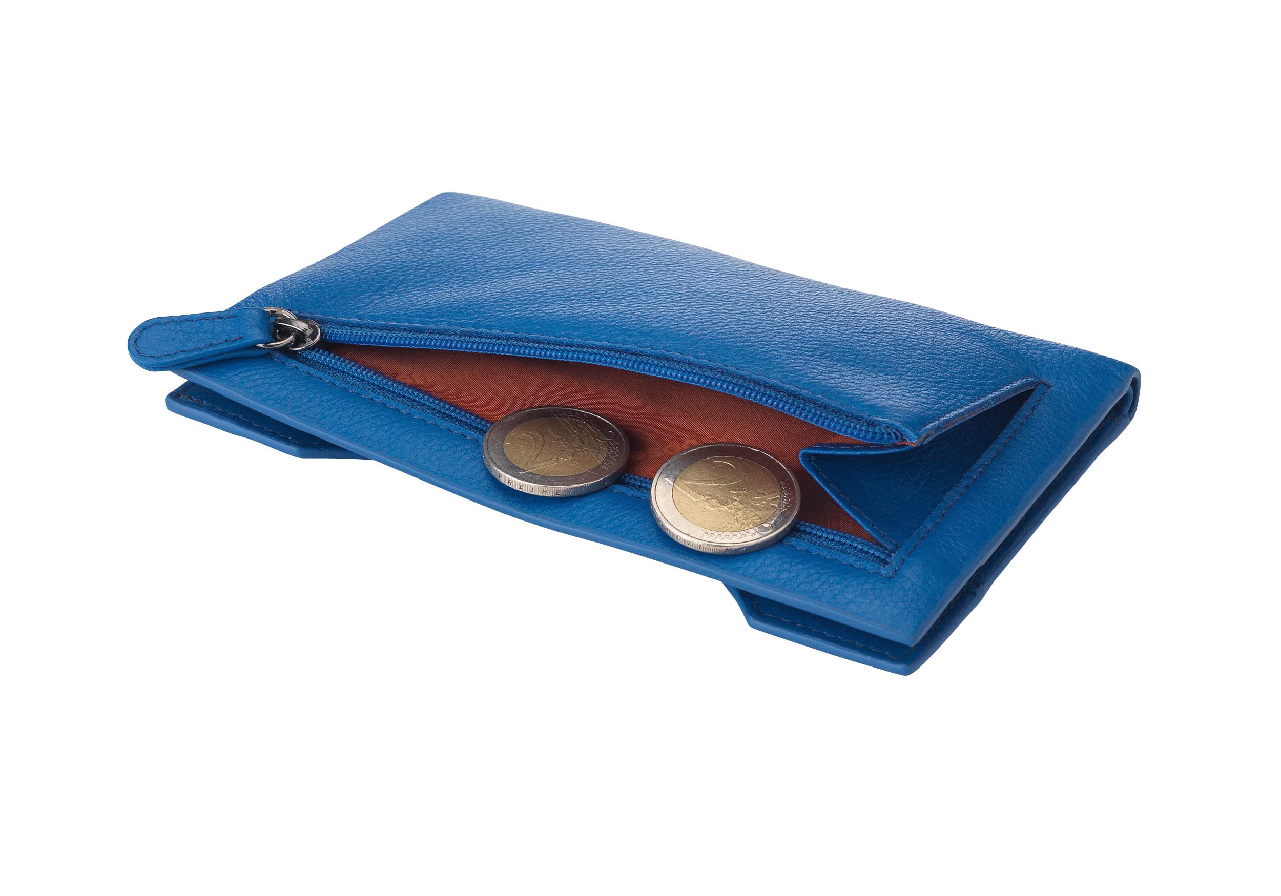 Hamburg płaski portfel z prawdziwej skóry z ochroną RFID, Royal, 15 x 10 x 1 cm, Portmonetka na monety