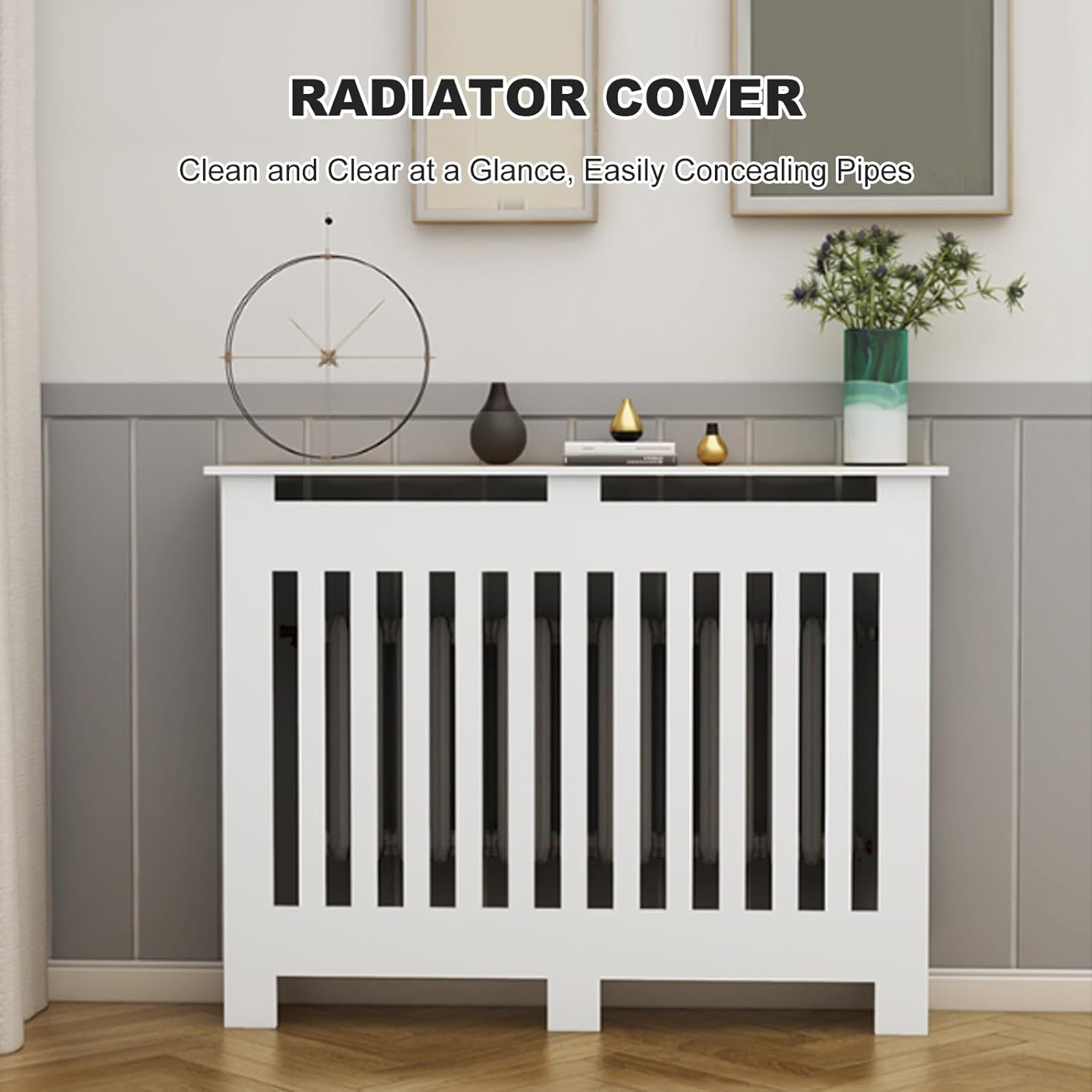 Radiator Shelf, Radiator Covers for Home, Heating Cabinet Shelf, Stronger Load-Bearing Capacity for Entryways, Living Rooms, Bedrooms, Studies(100x100x25cm/39x39x9.8in)