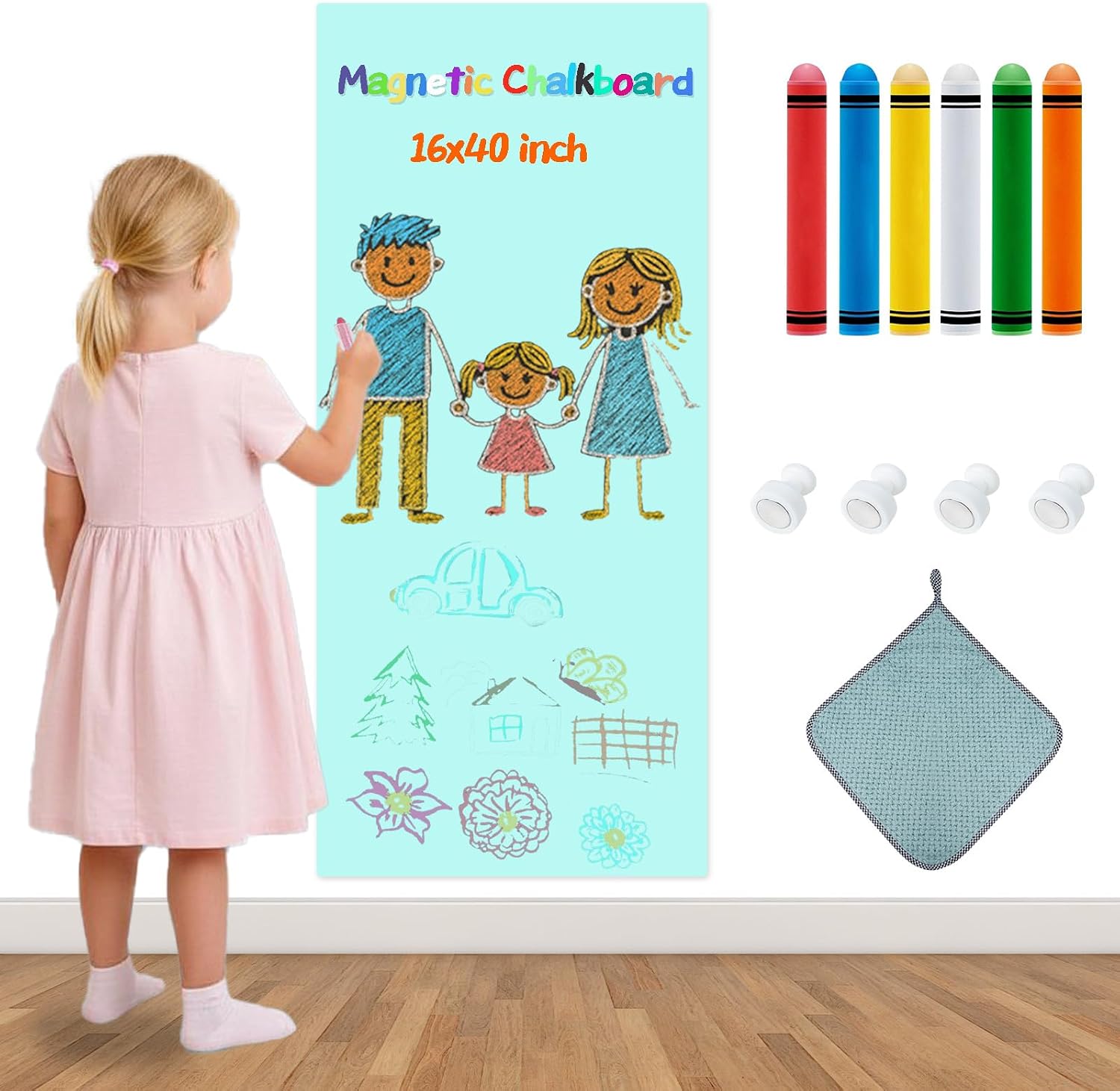 Magnetic Chalkboard Wall Decal For Kids,Upgraded Thickened Magnetic Chalkboard for Wall,Suitable for Home Decoration Wallpaper and Children's Game Room,School (Pink, 16x40 Inch)