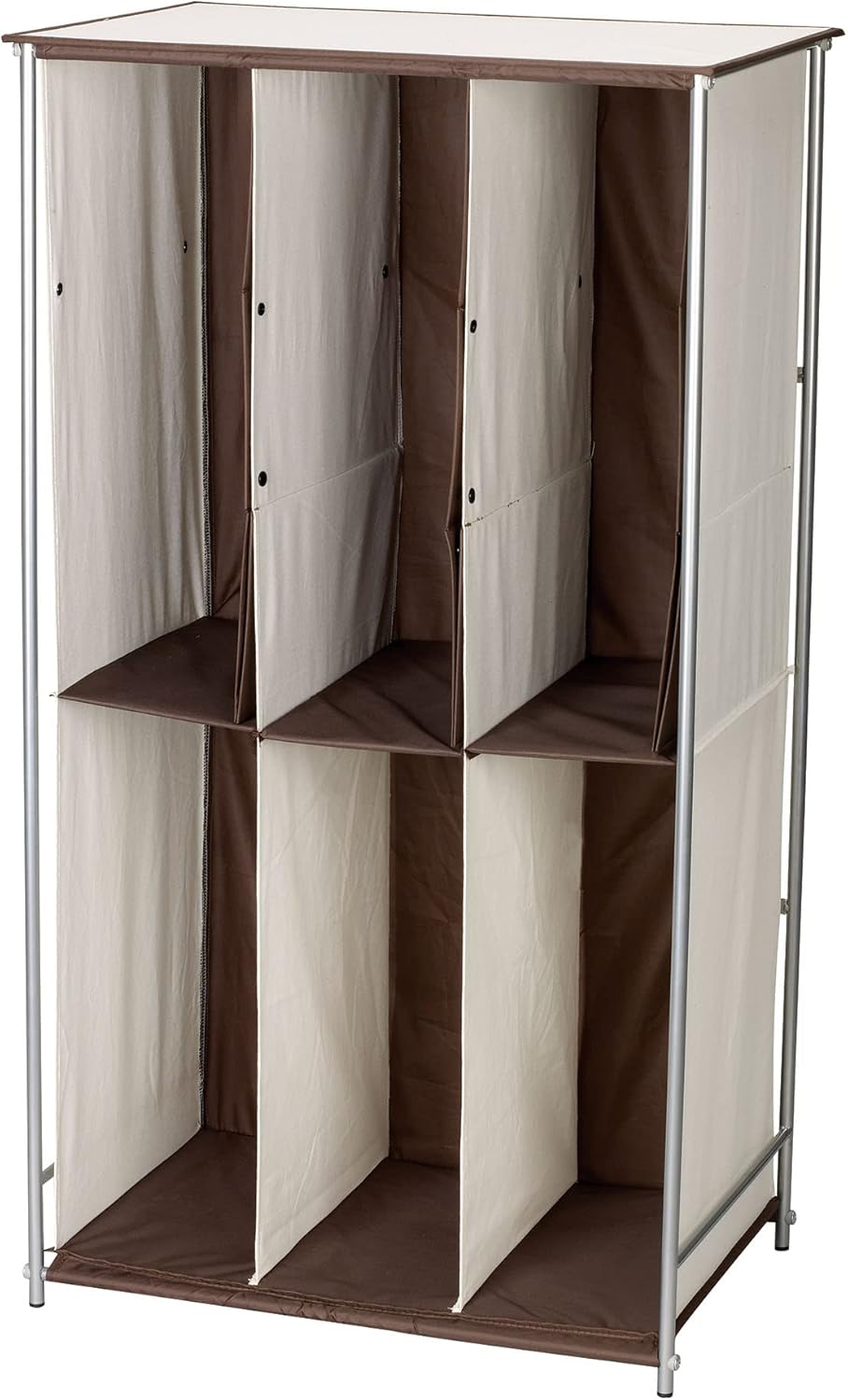 Household Essentials Transformer Boot Storage Rack, Adjustable Cubbies, Soft Poly-Cotton Fabric, Sturdy Steel Frame, Versatile and Stylish, Perfect for Short, Mid and Tall Boots, Natural and Brown 23 Inch