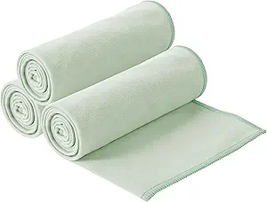 S&T INC. Gym Travel Towel, 3 Pack, Cooling Towels for Camping, Yoga, Home and Gym Bag, 3 Storage Bags Included, 12 Inch x 40 Inch, Microfiber, Sage Green