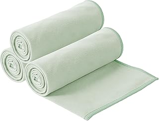 S&T INC. Gym Travel Towel, 3 Pack, Cooling Towels for Camping, Yoga, Home and Gym Bag, 3 Storage Bags Included, 12 Inch x 40 Inch, Microfiber, Sage Green