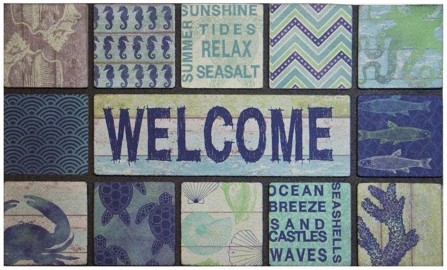 TrafficMASTER Welcome Blue 18 in. x 30 in. Rubber Door Ma