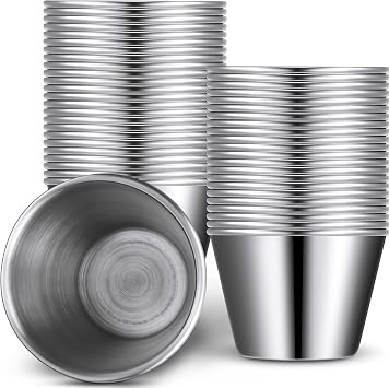 Potchen 48 Pack 2.5 oz Metal Ramekins Sauce Cups Bulk