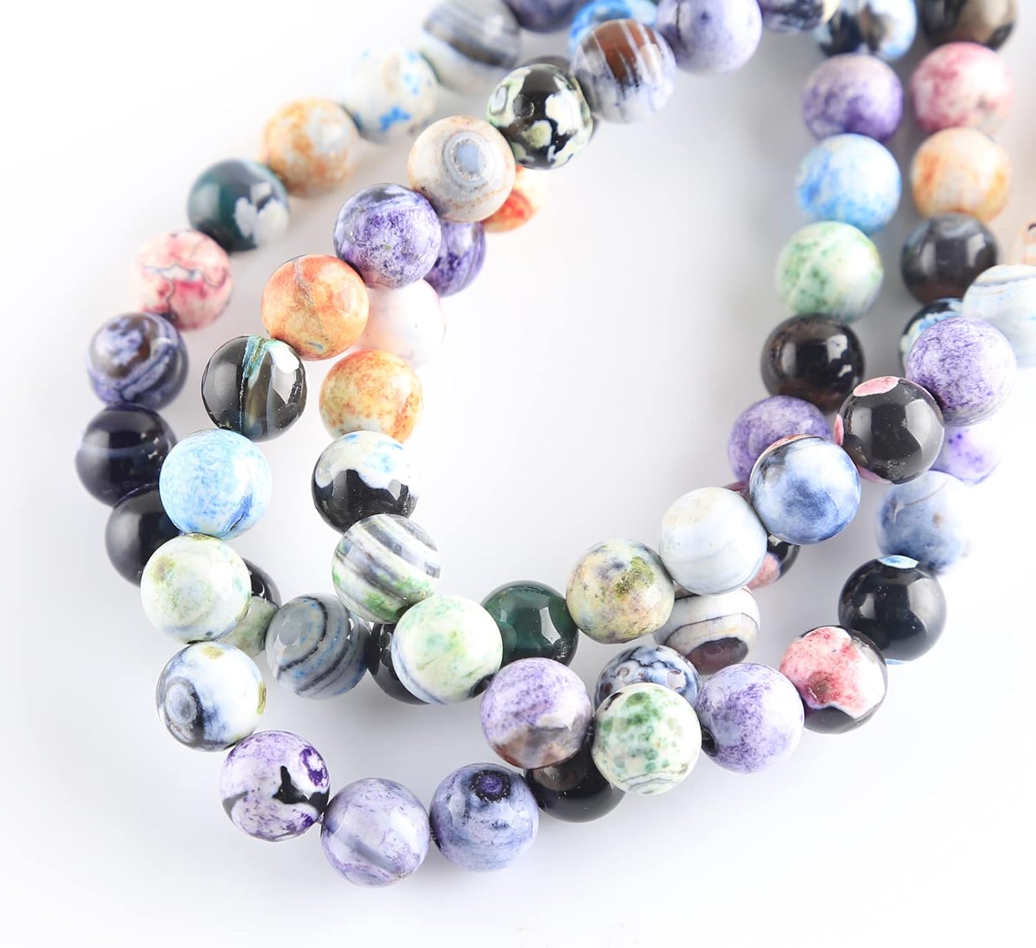 8mm Colorful Fire Agate Loose Beads Round Gemstone Loose Beads for Jewelry Making - Image 2