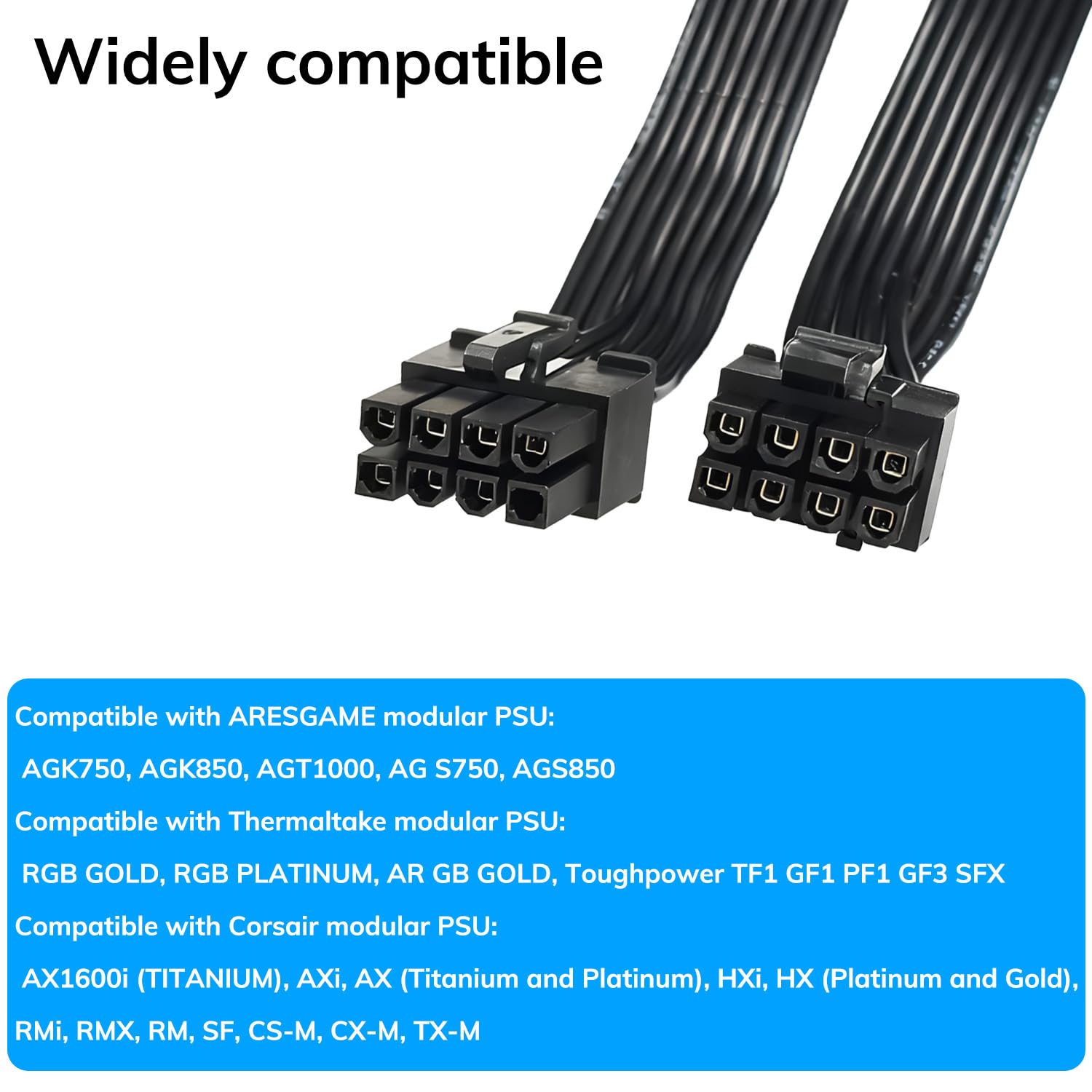 8 Pin PCIE Cable, 8 Pin Male to 6+2 Male GPU Power Cable, Compatible with Corsair, Thermaltake, ARESGAME Modular Power Supply (Not for EVGA PSU)
