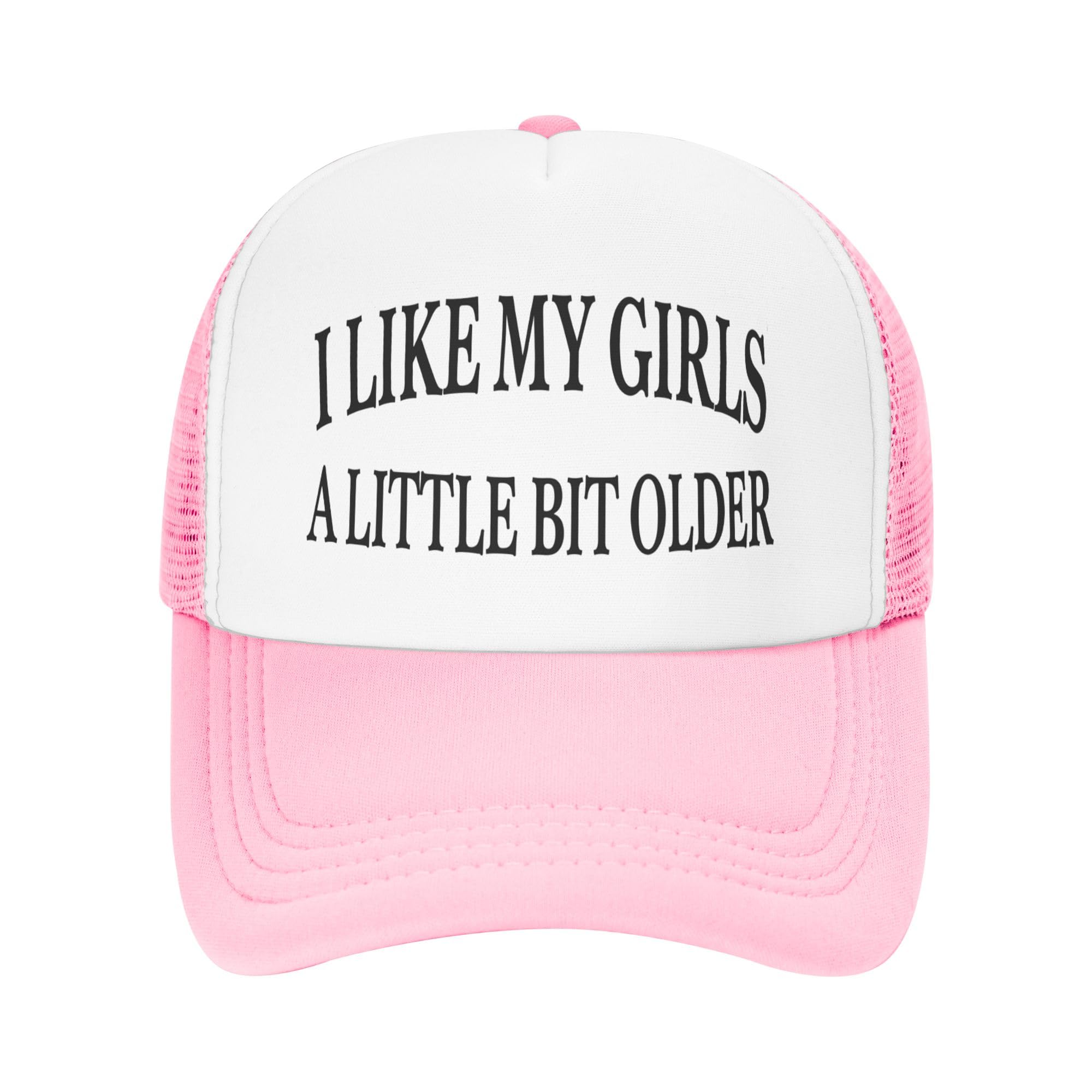 Vetrova I Like My Girls A Little Bit Older Trucker Hat Funny Baseball Cap Mesh Back Adjustable Hats for Kids - Pink