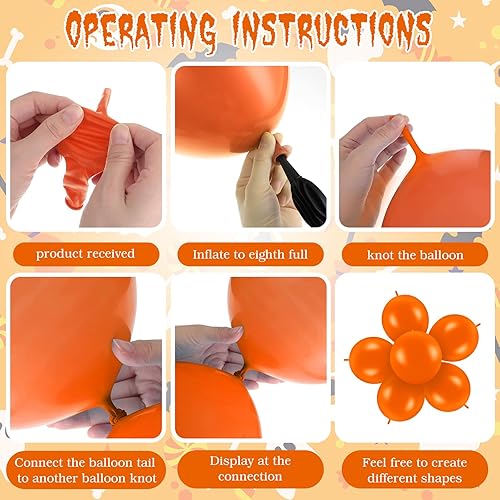 Miniatura 3 de 100 globos de enlace de globos, de látex, enlazables, para decoración de bodas y fiestas (color naranja oscuro, 10 pulgadas)