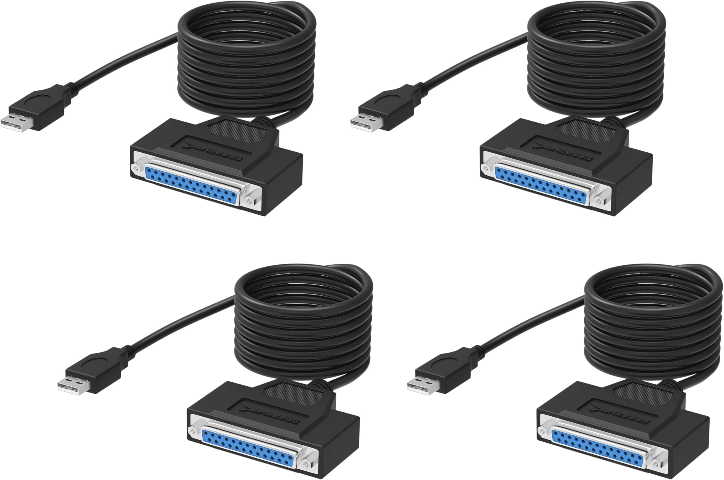 SABRENT USB 2.0 to DB25 IEEE 1284 Parallel Printer Cable Adapter [HEXNUT Connectors] (CB-1284) (Pack of 4)