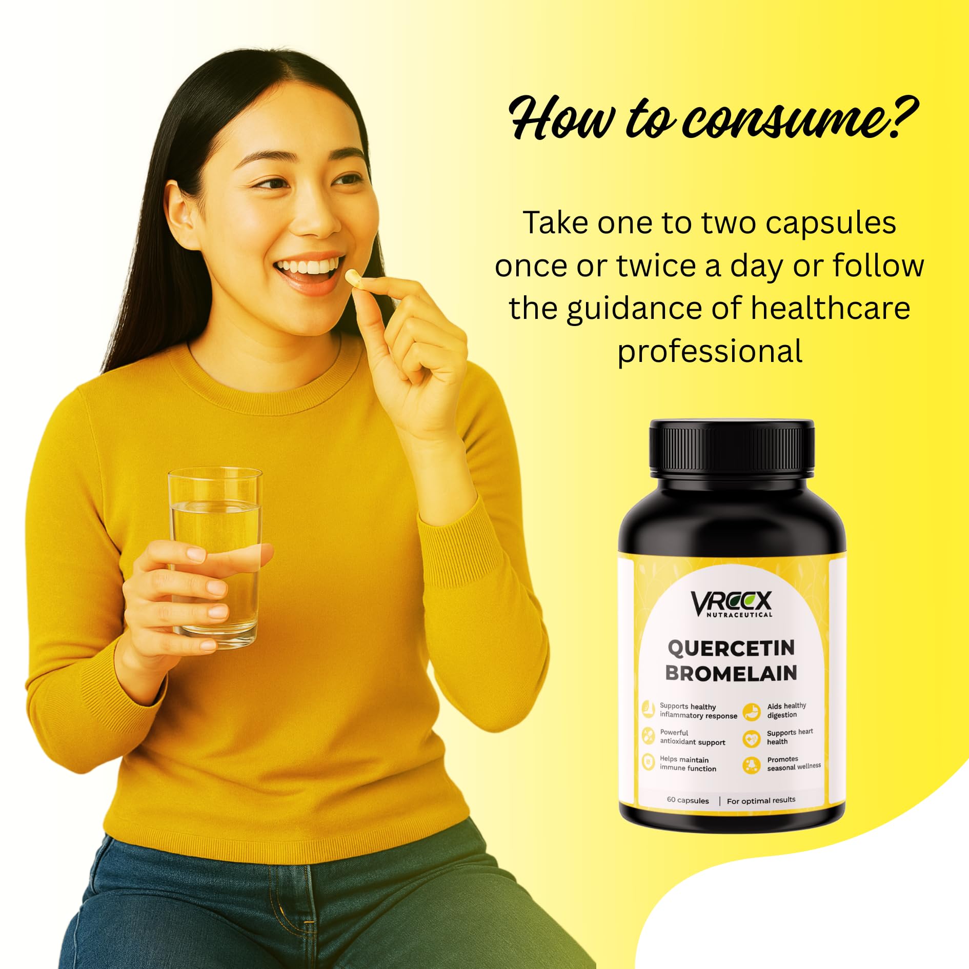 VREEX Quercetin 400 mg with Bromelain 75 mg | Supports Immune Health, Seasonal Wellness & Antioxidant Protection | 60 Capsules 3