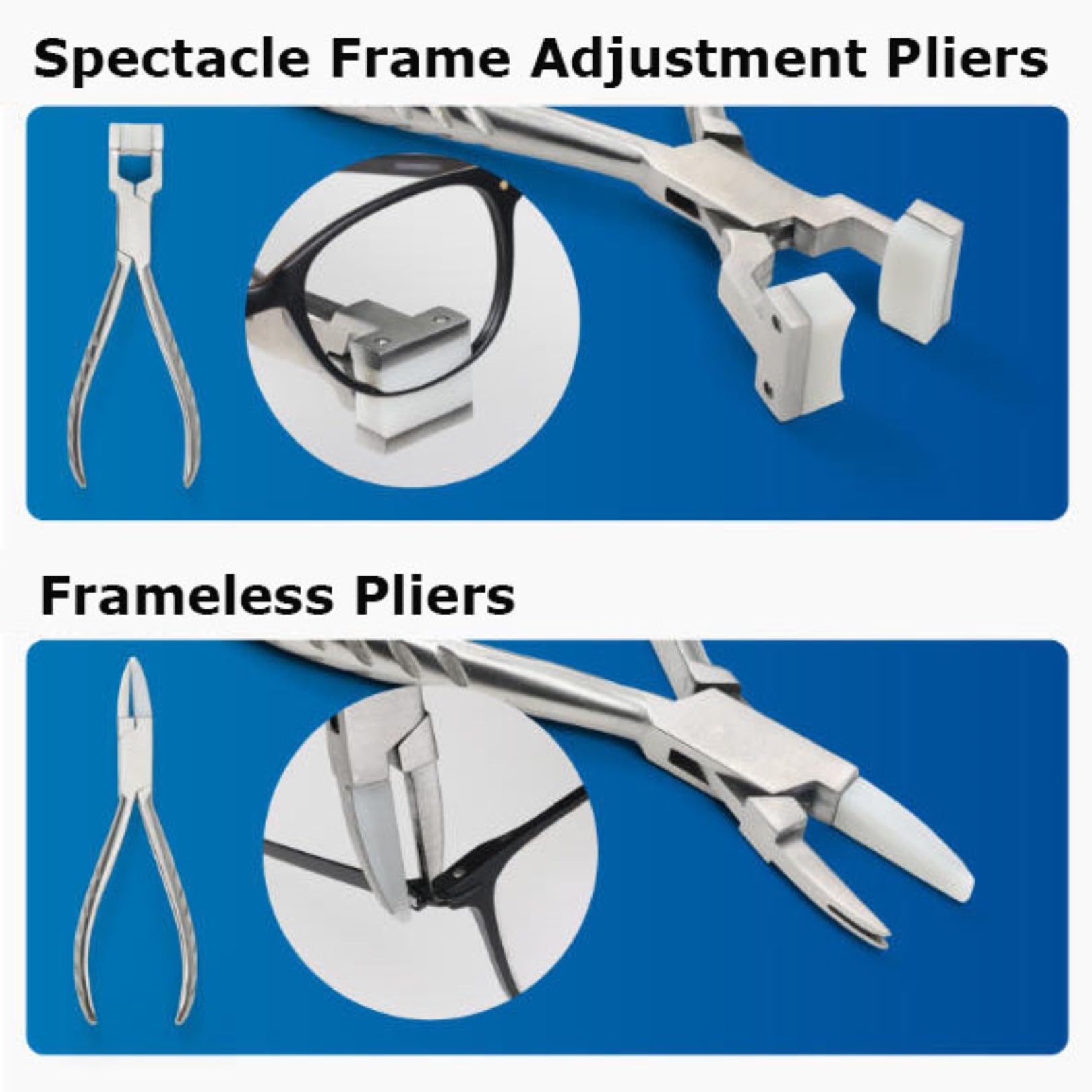 Kit di riparazione per occhiali, 16 utensili in acciaio inox, 8 pinze e 6 cacciaviti, pinzette di precisione e uncinetto per la manutenzione degli occhiali