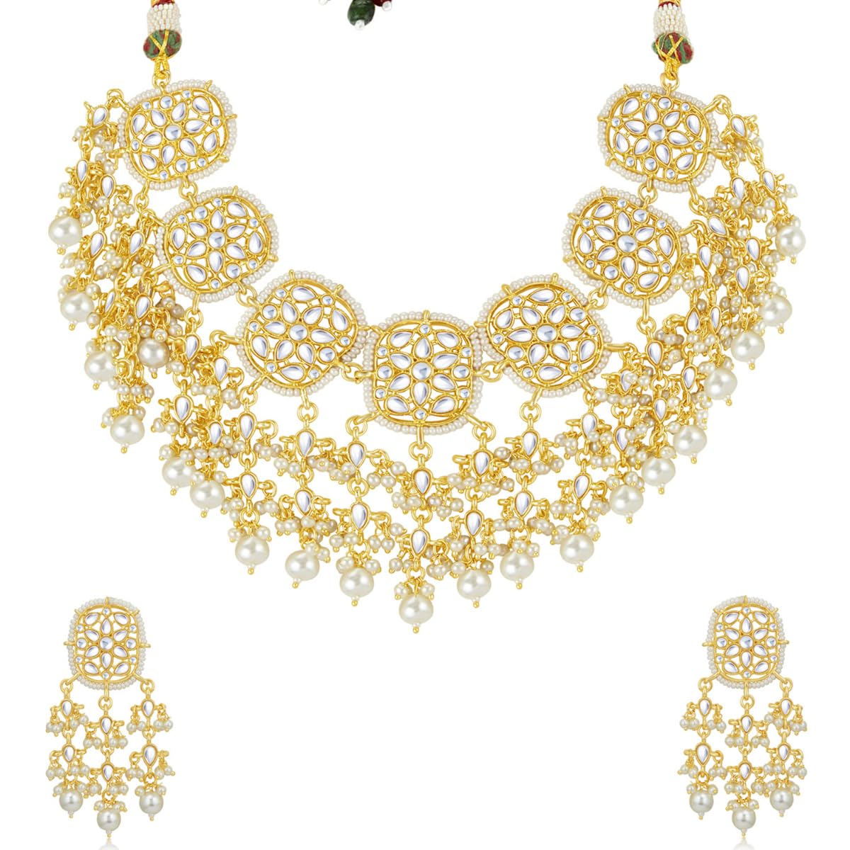 Sukkhi Sensational Kundan Gold Plated Pearl Choker Necklace Set for Women (SKR85699) (B0B34XW1JF) Amazon Price History, Amazon Price Tracker
