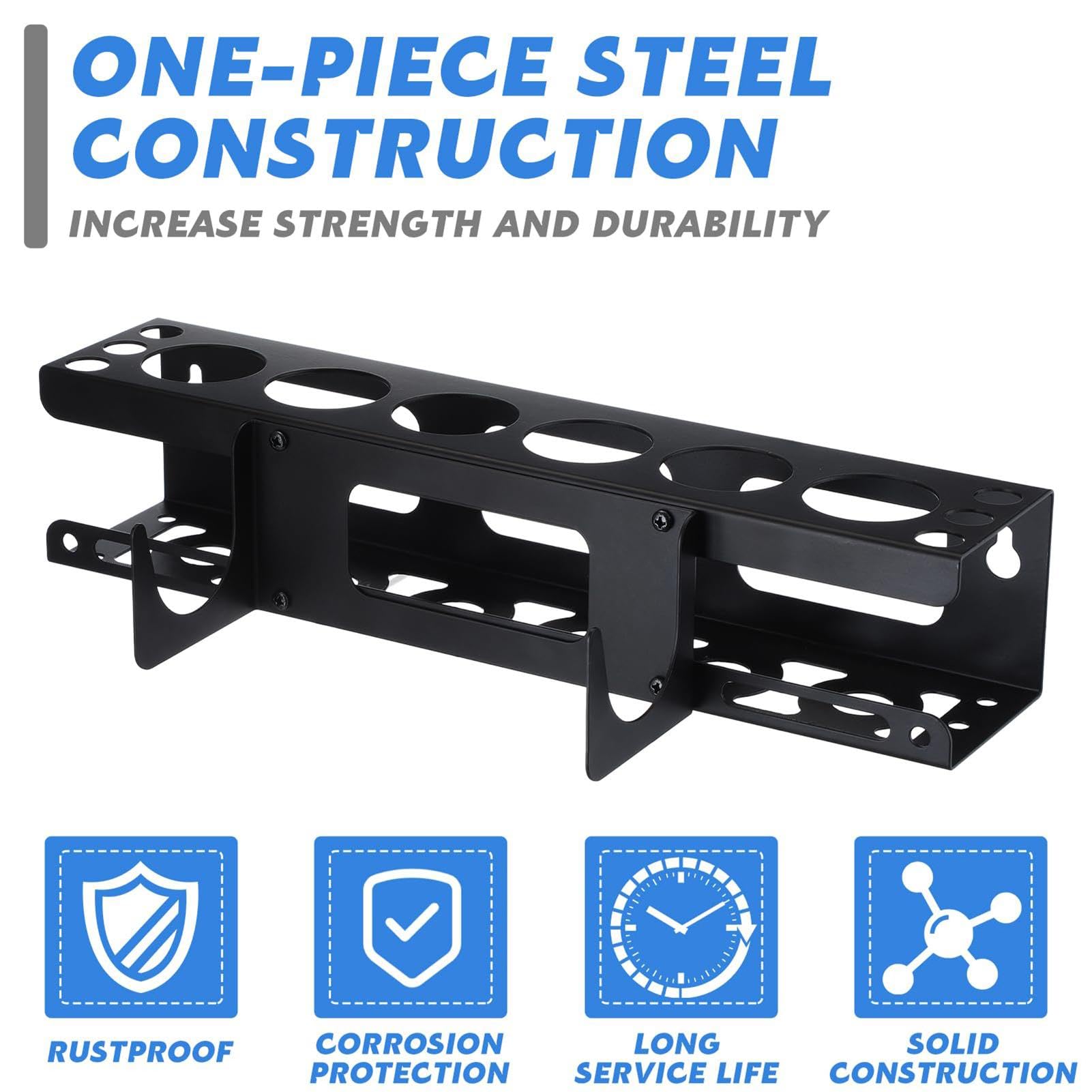 Porta Tubi Calafataggio - Rastrelliera Metallica Da Parete, Per 6 Tubi Silicone, Con Viti, 40.5x8.5x9 Cm - Foto 2