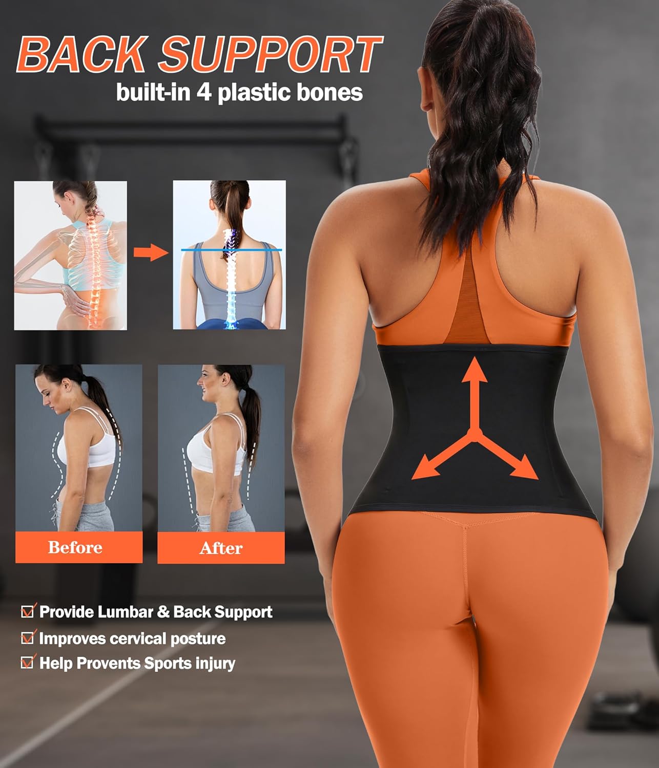 FUXERT Waist Trainer for Women Belly Fat Sweat Waist Band with Zipper Stomach Wraps Workout Belt Corset Shapewear - Image 4