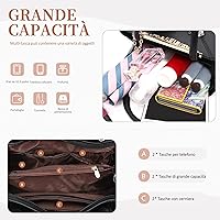 DIRRONA Borsa Donna Pelle Cuciture Multicolore - Elegante E Fatta A Mano, Colore Caffè - 2