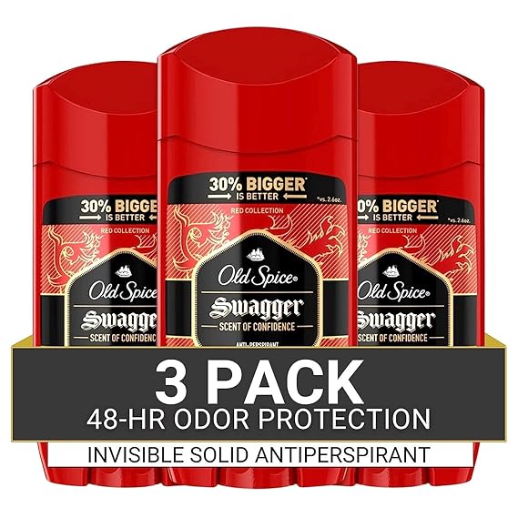 Old Spice Antiperspirant and Deodorant for Men, Invisible Solid, Swagger Scent, 3.4 oz (Pack of 3)
