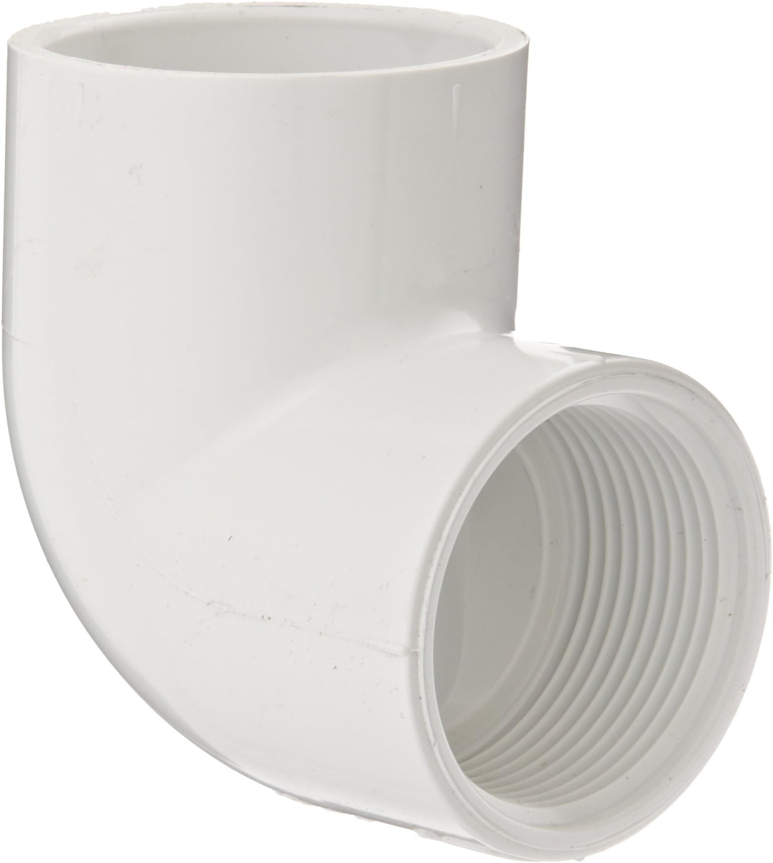 Spears 407 Series PVC Pipe Fitting, 90 Degree Elbow, Schedule 40, White, 3/4" Socket x NPT Female