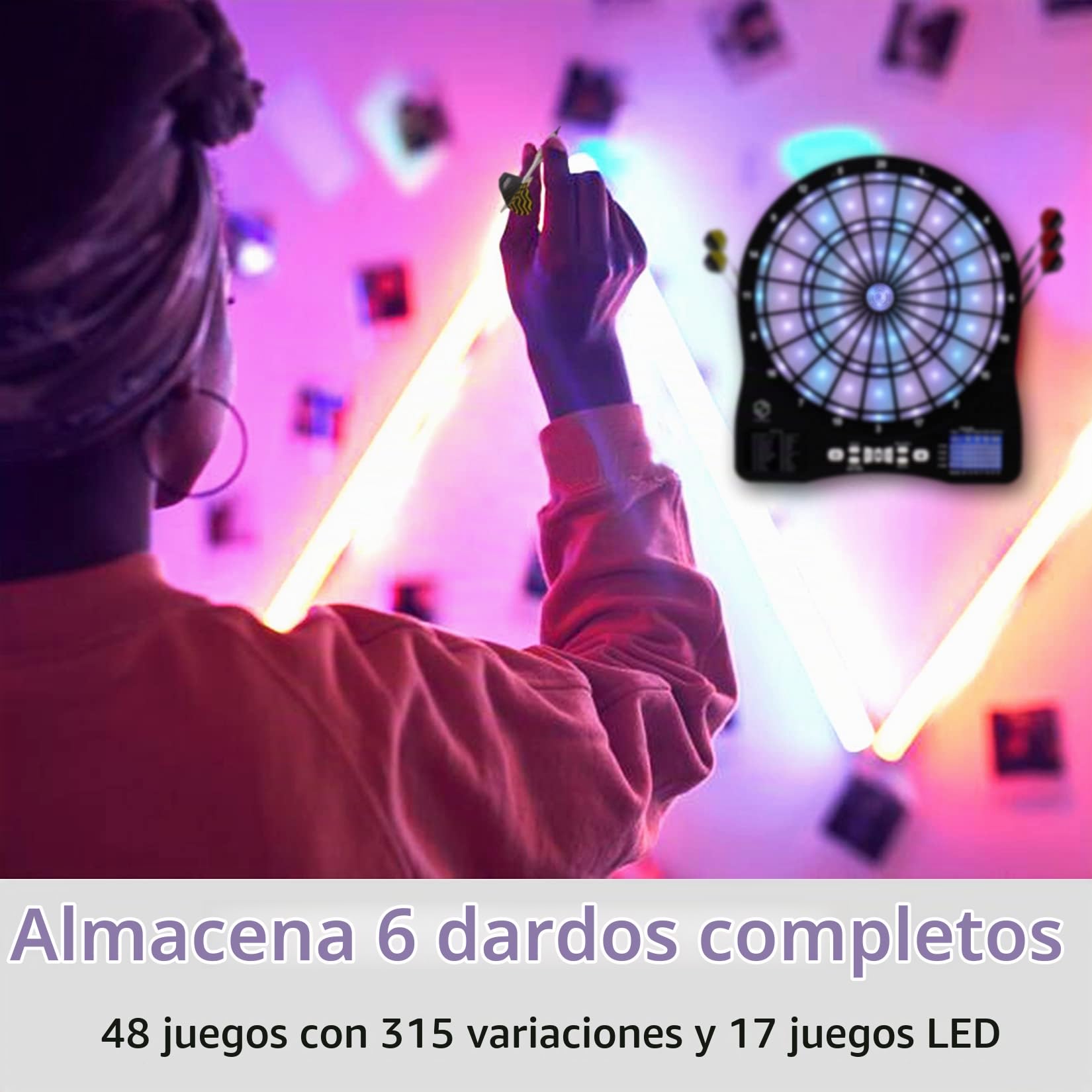 Turnart Diana Electrónica, Diana Electronica Profesional, Dardos Diana Electronica,6 Dardos Juego Digital con Sonido 48 Juegos 500 Variantes