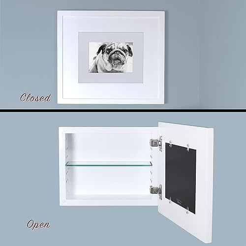 Miniatura 4 de Fox Hollow Furnishings Marco de fotos oculto de 14 x 11 pulgadas, botiquín sin espejo para baño, empotrado en la pared, fabricado en América del