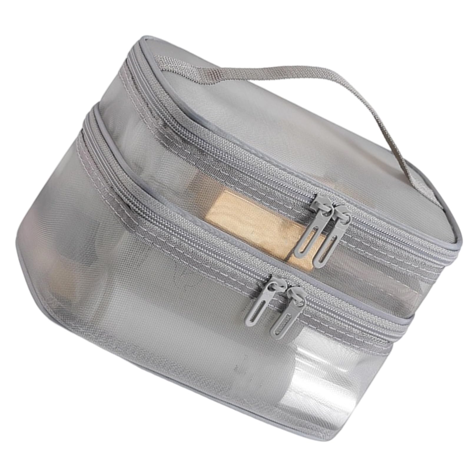 Sisyeuo Nylon Meshes Travel Cosmetic Organizers Double Compartment Waterproof Makeup Bag Women Men Toiletries Storage Nylon Makeup Travel Bag