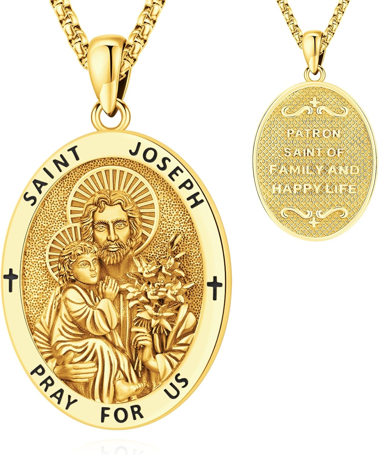 Saint Necklace S925 Sterling Silver Patron St Amulet Medal Protection Pendant Jewelry for Men Women