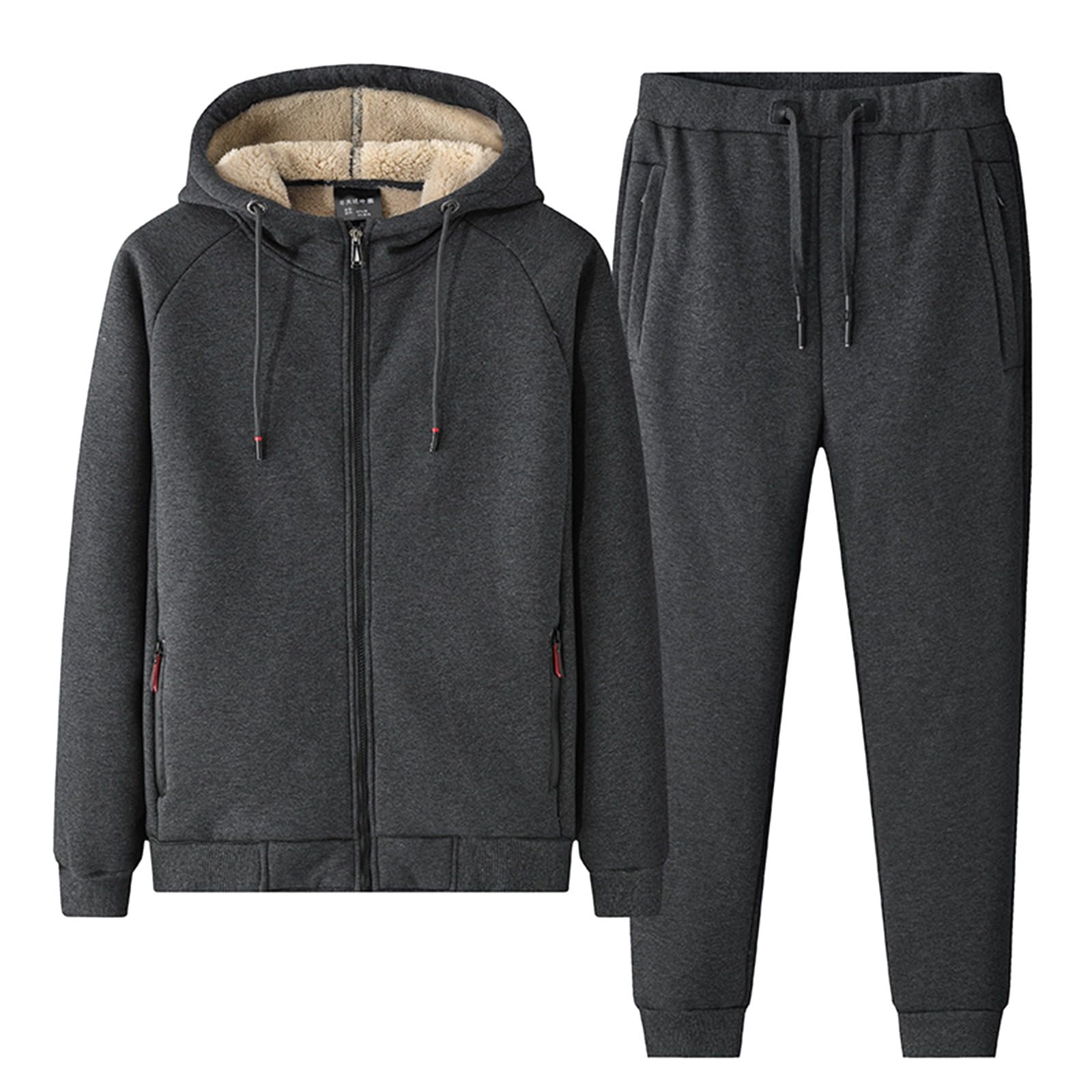 Herren-Loungewear-Fleece-Set, Kapuzenpullover, Jogginghose, 2-teiliges Set