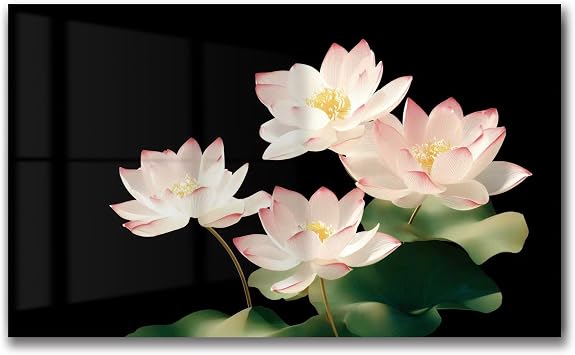 Tempered Glass Backsplash for Kitchen, Backsplash Protector | Stove Protector for Wall, 1 Piece Backsplash,GlassBacksplash for Stove, Black Lotus flower Backsplash 30x18