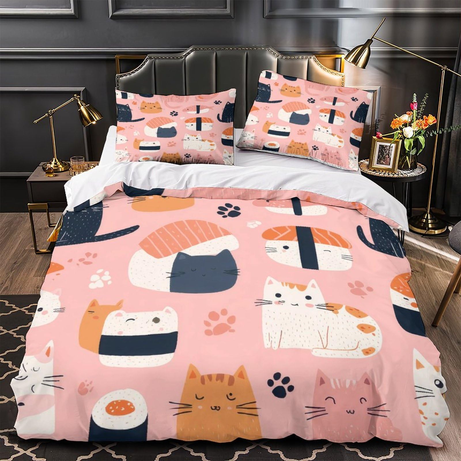 Housse de couette chat 3D king size parure de lit super douce 220x240