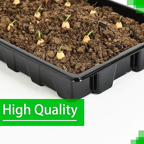 Miniatura 4 de Paquete de 10 bandejas fuertes para cultivo de plantas, plástico negro duradero extra fuerte (sin agujeros de drenaje) para invernadero y flores,