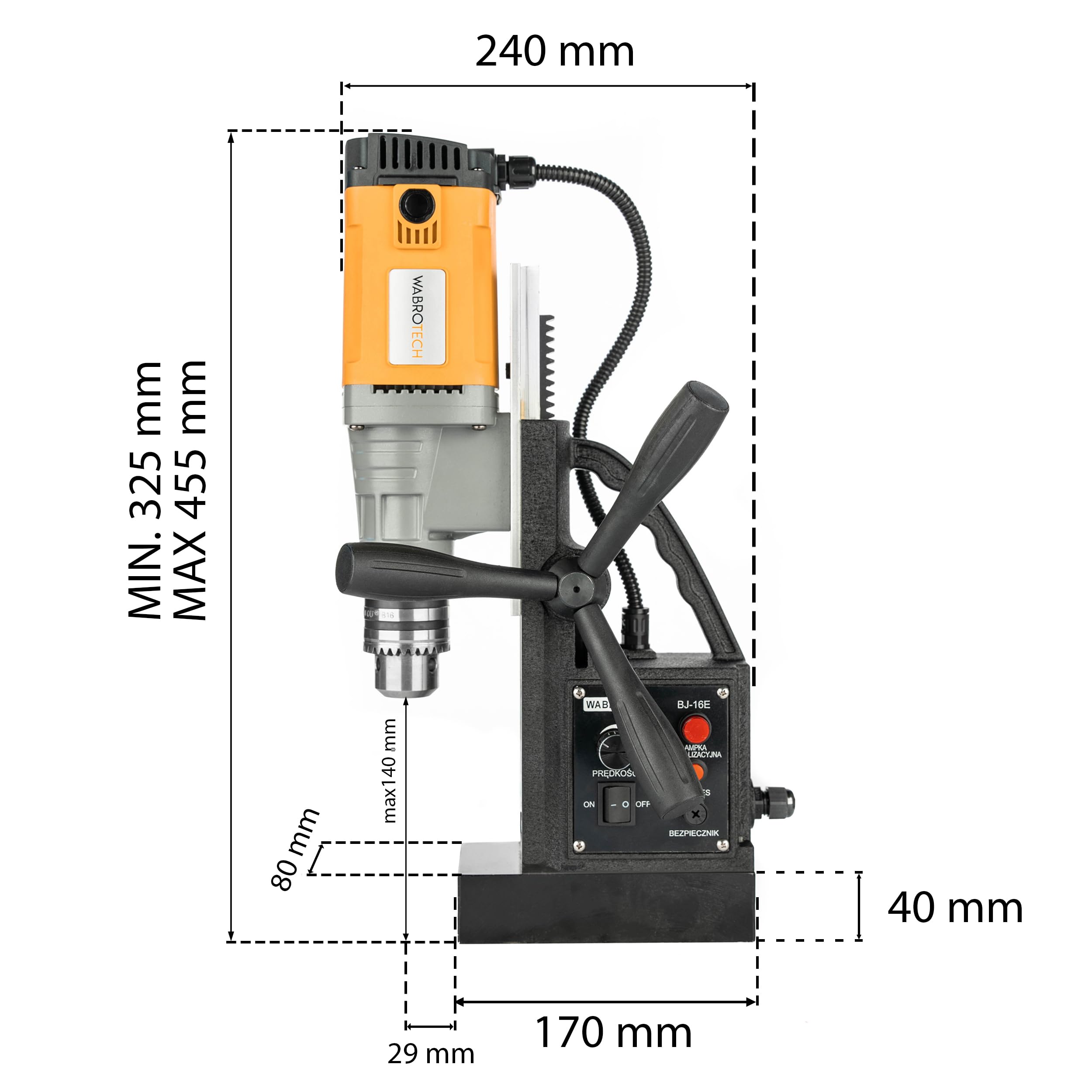 WT16E Magnetbohrmaschine Ø 30 mm - Magnet Kernbohrgerät 680 U/min - Magnethaltekraft 11500 N - Tragbar Magnetbohreinheit 1380 W für Metallbearbeitung – Kernbohrmaschine 10 kg – Magnetbohrer