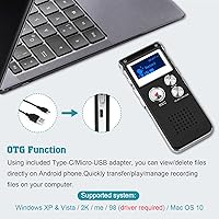 Vista 4 de Mini grabadora de voz para conferencias reuniones y clase -KINOEE 8GB dispositivo de grabación de cinta de audio digital con micrófono de doble