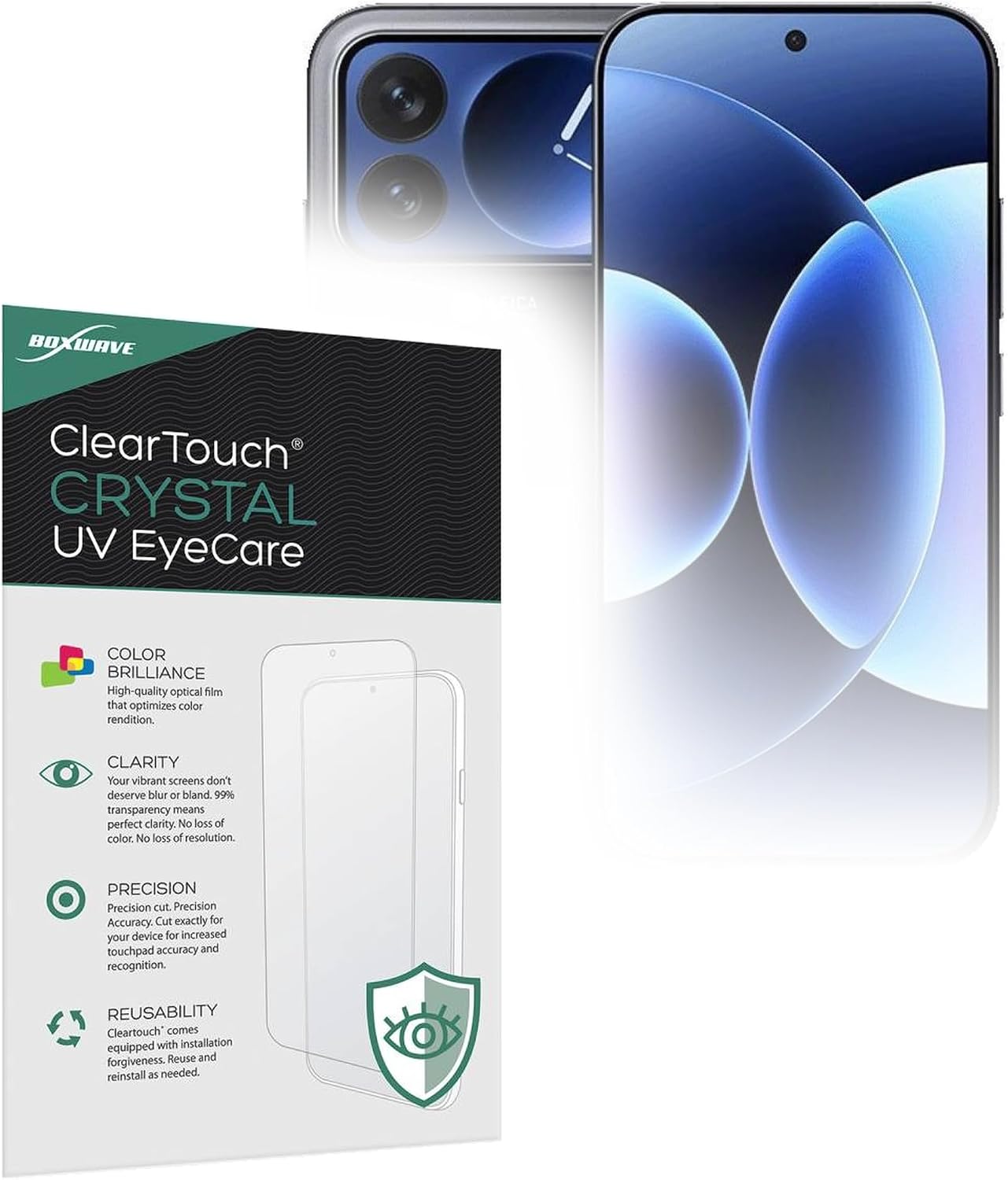 BoxWave Screen Protector Compatible with Xiaomi 17 Pro Max - ClearTouch Crystal Anti-UV EyeCare (2-Pack), Filters Out Harmful Blue Light Reduce Fatigue