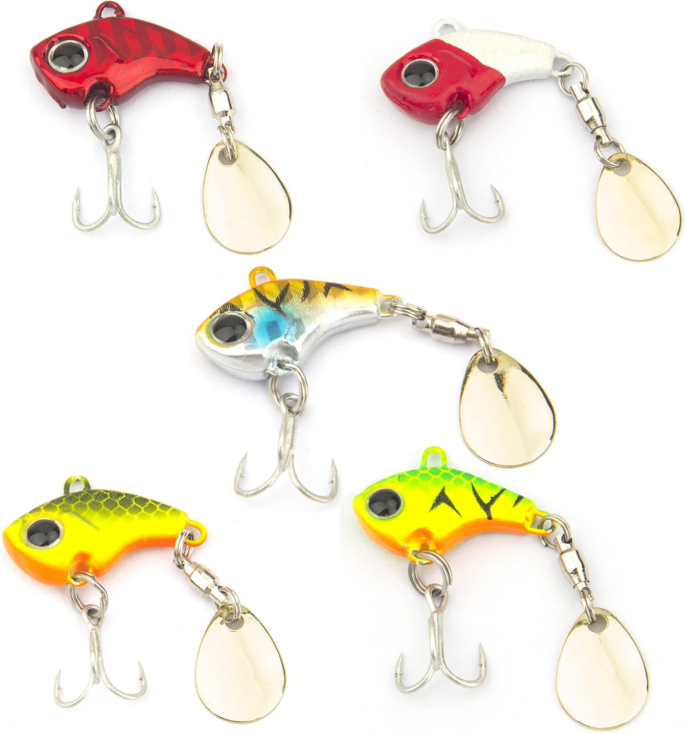 Fishing Lures VIB Tail Spinners Bait Metal Sinking Lures Fishing Jigs Blade Baits Bass Crankbait Fishing Spinner Blade for Bass Fishing Lure Kit with Tackle Box
