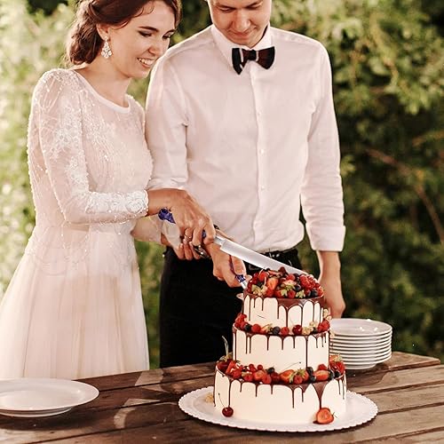 Miniatura 6 de Homi styles Cuchillo para tartas y servidor, juego de cuchillos para tartas de boda, juego de servir para recepciones, cumpleaños, juego de corte de