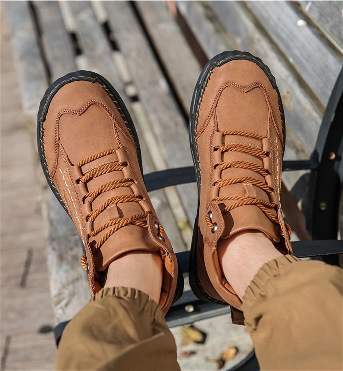 Bottes orthopédiques en cuir pour homme - Chaussures de marche - Imperméables - Soutien de la voûte plantaire - Antidérapantes - Pour l'extérieur