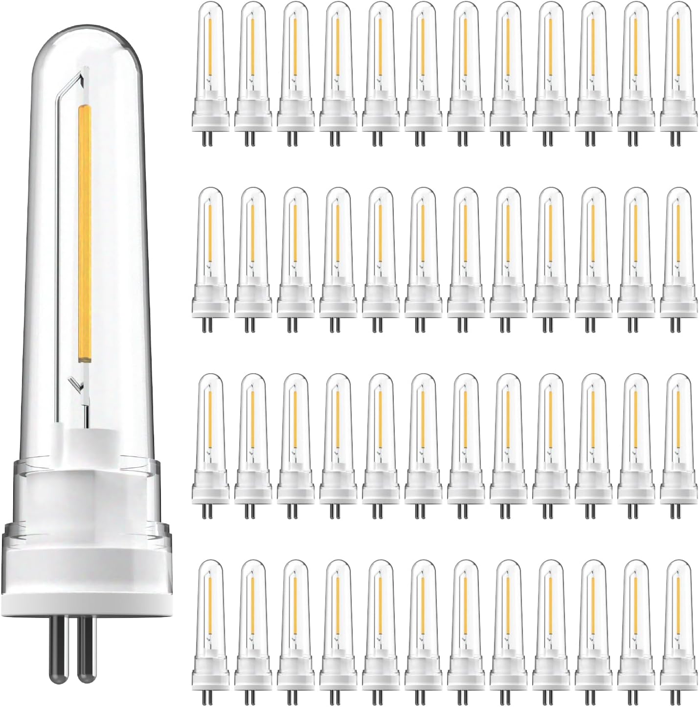Sunco 48 Pack String Light Bulb Replacement, S14 LED Bulbs for Outdoor Lighting, 2-Prong G5 Base, 50 LM, 1W (4W Equivalent), 2700K Soft White, Non-Dimmable, Wet Rated ETL