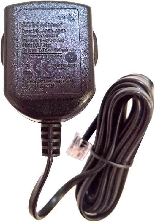 BT MN-A003-A083 or S0031B0750030 or BLJ05W075030P-B. 7.5V 300mA DC ...